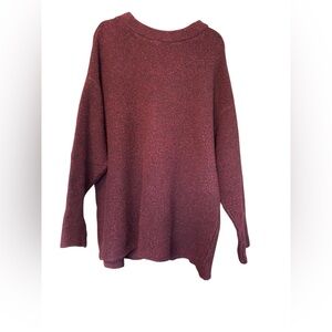Free People Maroon Burgundy Oversized Tunic Length Sweater Size M/L